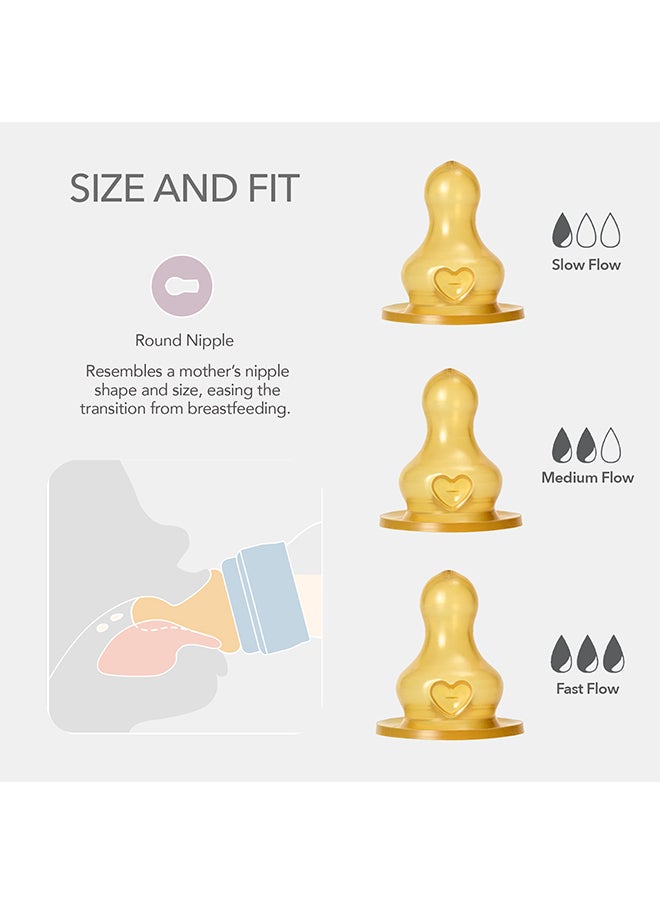 BIBS - Pack Of 2 Baby Bottle Nipple Round Latex Slow Flow, 0 Months + - Image 1