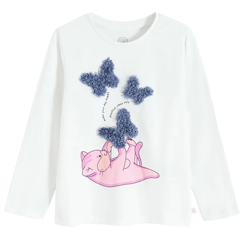 Cool Club WHITE COTTON T-SHIRT L/S