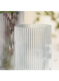 PURE HOME + LIVING Pure Home Living Blue Ribbed Straight Glass Vase Small  - Image 2