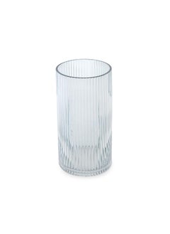 PURE HOME + LIVING Pure Home Living Blue Ribbed Straight Glass Vase Small  - Image 4