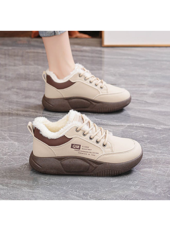 New Cotton Shoes Winter Fleece-lined Warm Retro German Training Shoes Thick Soles