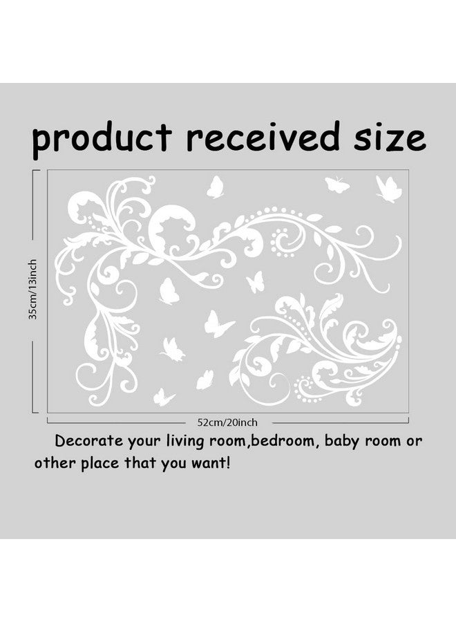 SUPERDANT White Vines Butterfly Wall Decals Vinyl Flowers Wall Stickers Floral Vinyl Murals White Flower Decor for Girls Bedroom Living Room Nursery Wallpaper Sticker Decoration - Image 2