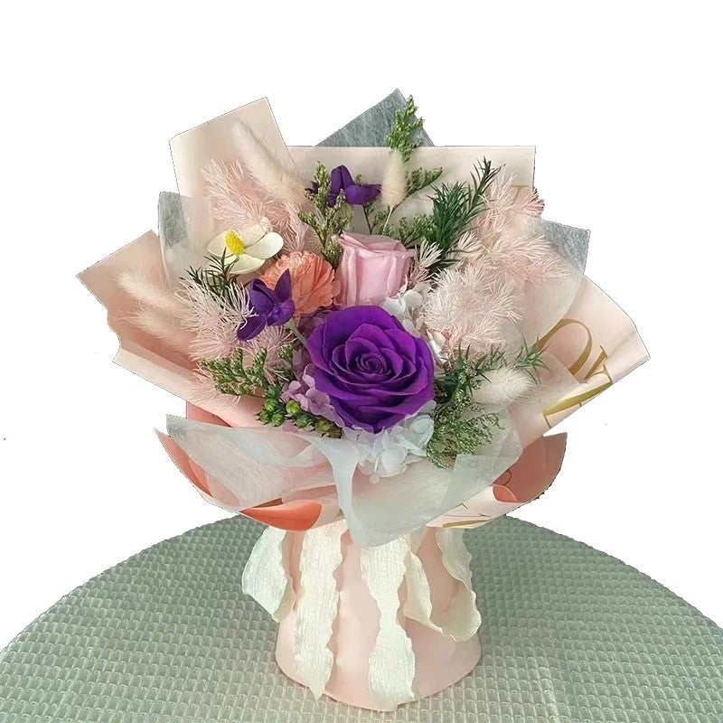 Bluejw Mixed Natural Real Dried Flower Preserved Roses Bouquet – Long-Lasting Dried Plants Arrangement for Home Decor, Wedding, or Gift - Image 1