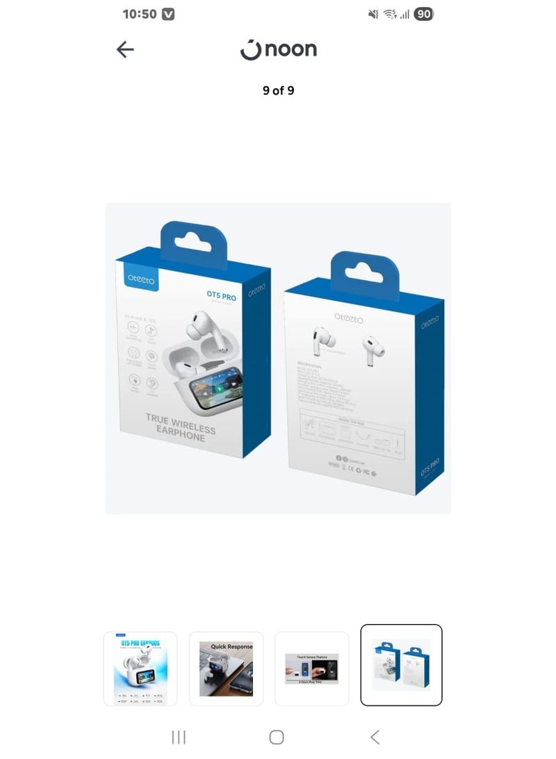 Oteeto OT5 Pro Smart Display Wireless Earbuds – Hi-Fi Sound & Noise Cancelling - Image 5