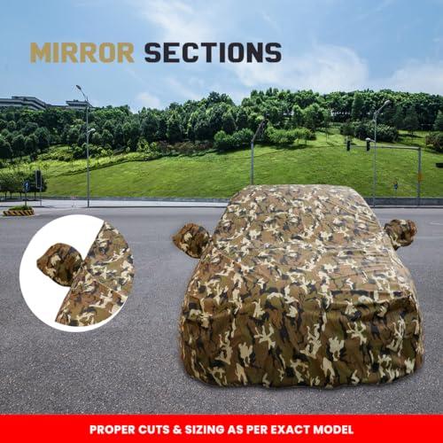 Autofact Alto 800 Waterproof Car Cover with Mirror Pockets, Camouflage Design, Non Woven Fabric,Triple Stitched, Compatible with Maruti Alto 800 Car Cover (2012 to 2022), Alto 800 Car Accessories - Image 4