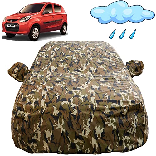 Autofact Alto 800 Waterproof Car Cover with Mirror Pockets, Camouflage Design, Non Woven Fabric,Triple Stitched, Compatible with Maruti Alto 800 Car Cover (2012 to 2022), Alto 800 Car Accessories - Image 1