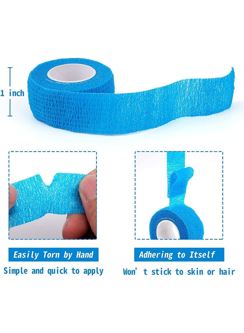 عبوة من 12 ضمادة لاصقة ذاتية اللصق، 1 بوصة × 5 ياردات، ضمادة مرنة متماسكة، شريط رياضي ملون، ضمادة بيطرية، شريط كاحل - Image 2