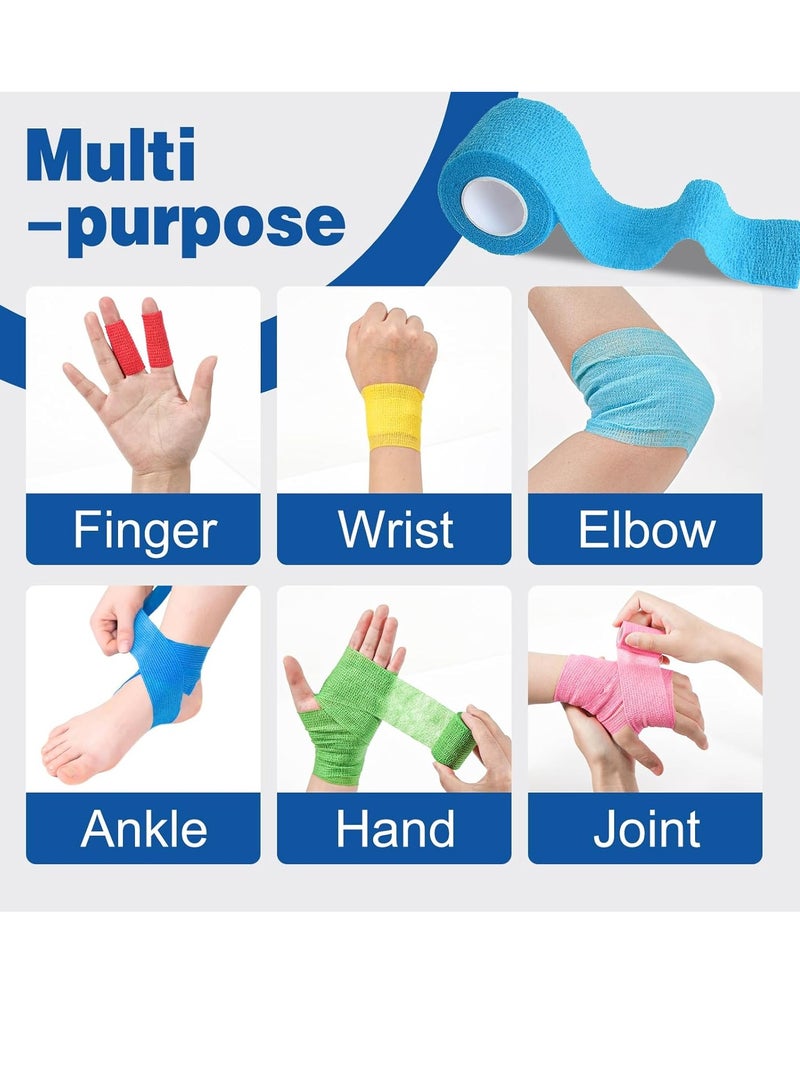 عبوة من 12 ضمادة لاصقة ذاتية اللصق، 1 بوصة × 5 ياردات، ضمادة مرنة متماسكة، شريط رياضي ملون، ضمادة بيطرية، شريط كاحل - Image 4