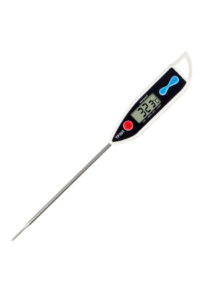 Digital Meat Thermometer, Instant Read, ℃/℉ Switch, Long Stainless Steel Probe, Battery Powered, IP X7 water proof, second response, Food Thermometer for Cooking, Baking, Steak, Grilling and Frying