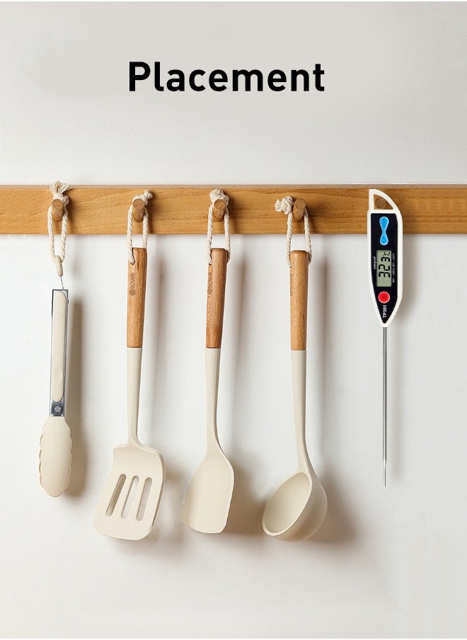 Digital Meat Thermometer, Instant Read, ℃/℉ Switch, Long Stainless Steel Probe, Battery Powered, IP X7 water proof, second response, Food Thermometer for Cooking, Baking, Steak, Grilling and Frying