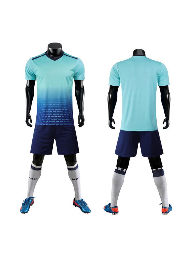 Children's Football Jersey Set - Short-Sleeved Training Suit, Lake Blue with Light Plate, Unprinted