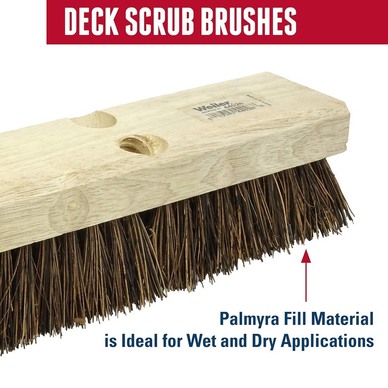 Weiler 44026 Heavy Duty Deck Scrub Brush with Natural Palmyra Bristles for Effective Cleaning of Wooden Decks and Concrete Patios - Image 3
