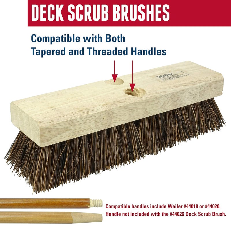Weiler 44026 Heavy Duty Deck Scrub Brush with Natural Palmyra Bristles for Effective Cleaning of Wooden Decks and Concrete Patios - Image 4