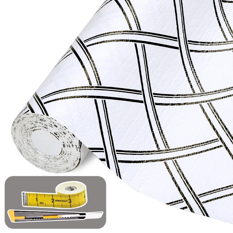 Drawer and Shelf Liner for Kitchen Cabinet 12 in X 20 Ft Non Slip Waterproof Shelf Paper Non Adhesive Refrigerator Liners Black and White Squares Easy Liners for Bathroom
