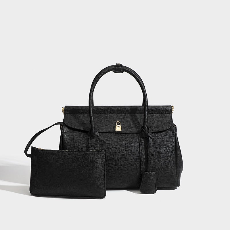 Dsgutwo Large-Capacity 2025 Commuter Bag Slung High-Quality Grain Leather Bag Travel Bag Shoulder Bag - Image 1
