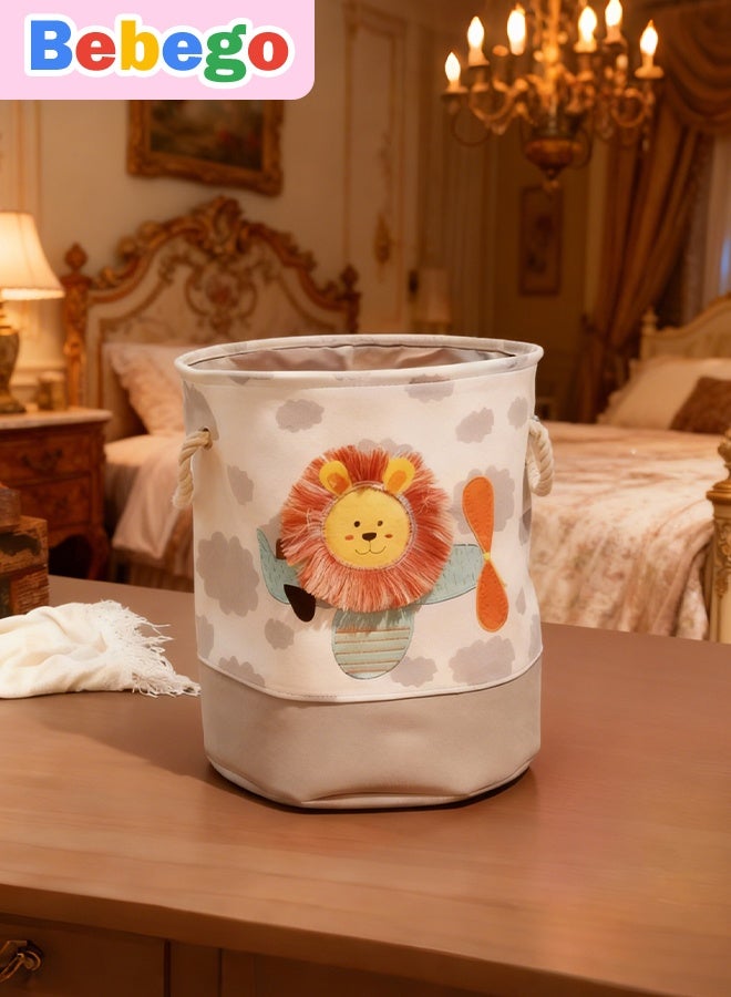 BEBEGO 1pc Large Cartoon Lion Folding Laundry Basket, Dirty Clothes Storage Basket for Toys Organizers Basket Sundries Storage Barrel - Image 4