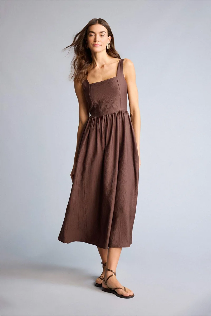 ديفاكتو Square Collar Midi Dress
