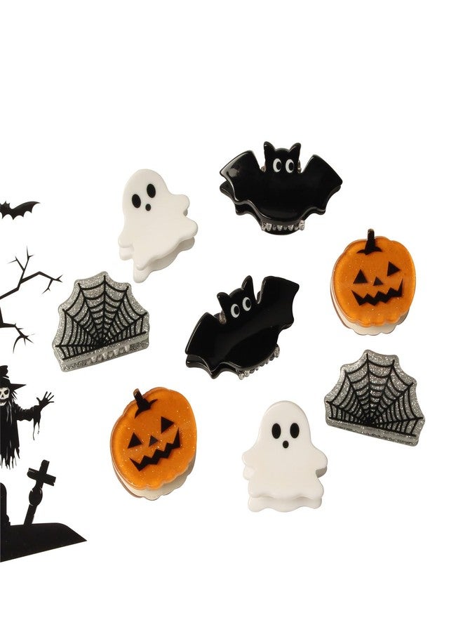 Cuizhiyu Mini Halloween Hair Claw Clips for Girls Pumpkin Ghost Bat Spider Web Designs Hair Clips Cute Halloween Hair Accessories - Image 1