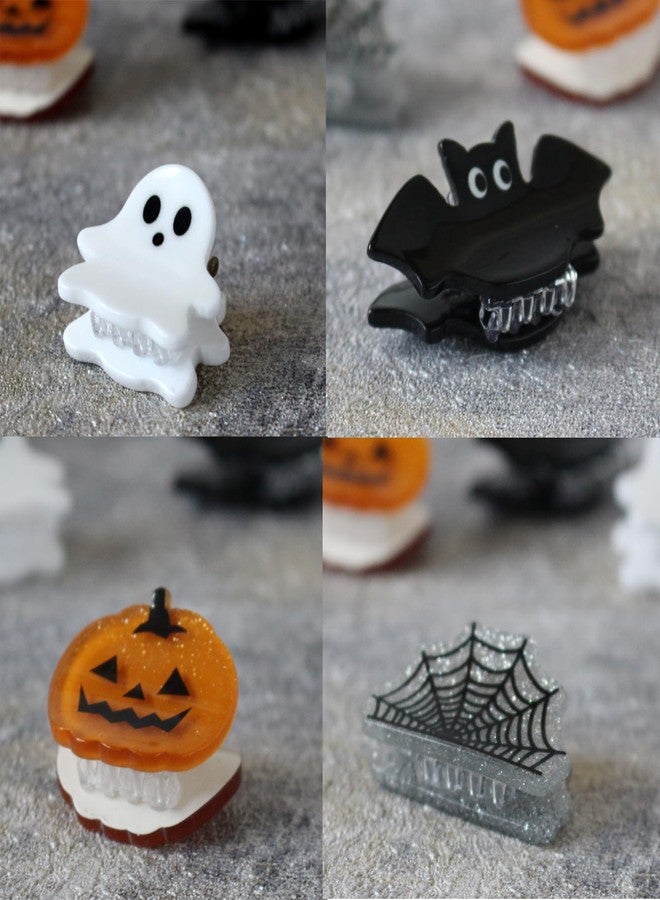 Cuizhiyu Mini Halloween Hair Claw Clips for Girls Pumpkin Ghost Bat Spider Web Designs Hair Clips Cute Halloween Hair Accessories - Image 3