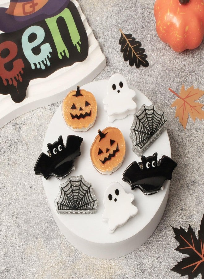Cuizhiyu Mini Halloween Hair Claw Clips for Girls Pumpkin Ghost Bat Spider Web Designs Hair Clips Cute Halloween Hair Accessories - Image 2