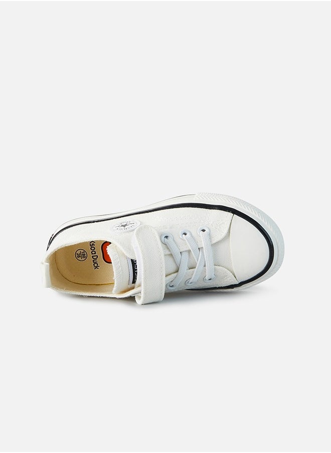 hibobi - Kids Casual Low Top Canvas Sneakers - White - Image 1