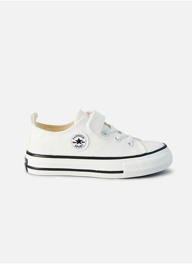 hibobi - Kids Casual Low Top Canvas Sneakers - White - Image 1