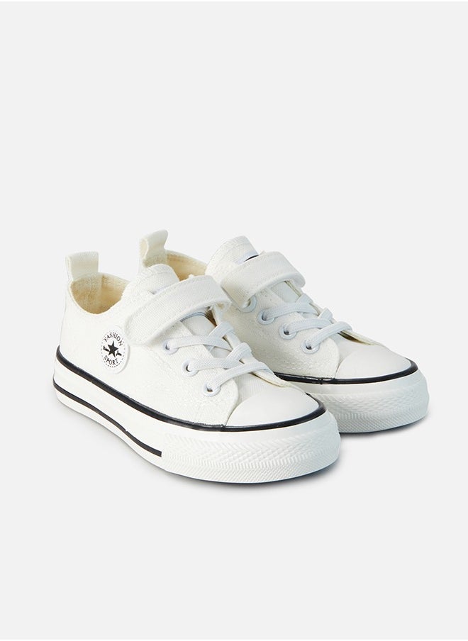 hibobi - Kids Casual Low Top Canvas Sneakers - White - Image 1