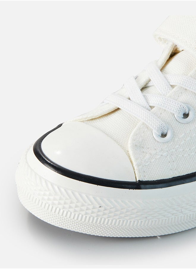hibobi - Kids Casual Low Top Canvas Sneakers - White - Image 1