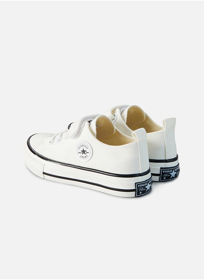 hibobi - Kids Casual Low Top Canvas Sneakers - White - Image 1