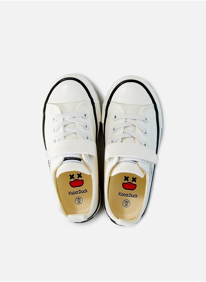 hibobi - Kids Casual Low Top Canvas Sneakers - White - Image 1