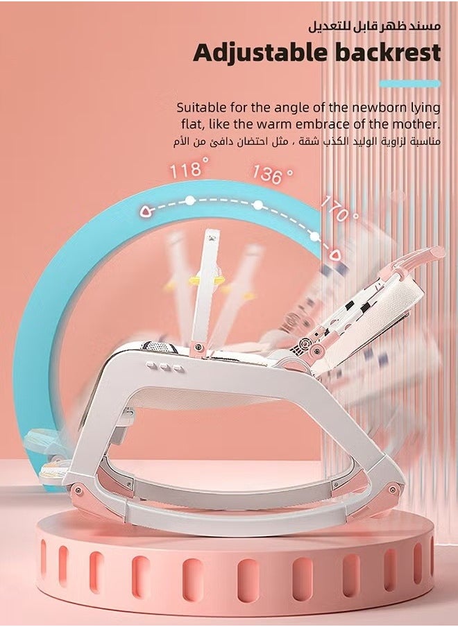 MIXDE - 5 in 1 Multifunctional Baby Rocking Chair, Babies Rocker and Booster Seat, Dining Chair for Kids, Toddler Stroller With Sunshade Shed, Music and Hanging Toys - Image 1