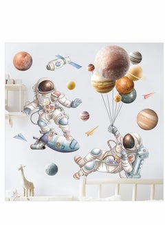 Excefore Astronaut Wall Decals, Satellite Planets and Stars Outer Space Art Stickers, Nursery Kids Room Gaming Decor  - Image 3