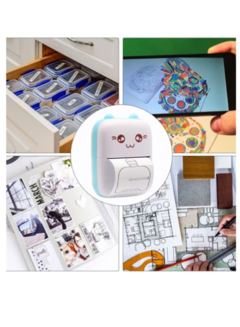 طابعة صغيرة، صانع ملصقات محمول مع 13 لفة ورق، طابعة ملصقات بلوتوث لاسلكية بدون حبر متوافقة مع iOS/Android لمجلة ملاحظات الدراسة، والمذكرة، والصور، والقوائم، وQR، والعنوان - Image 4