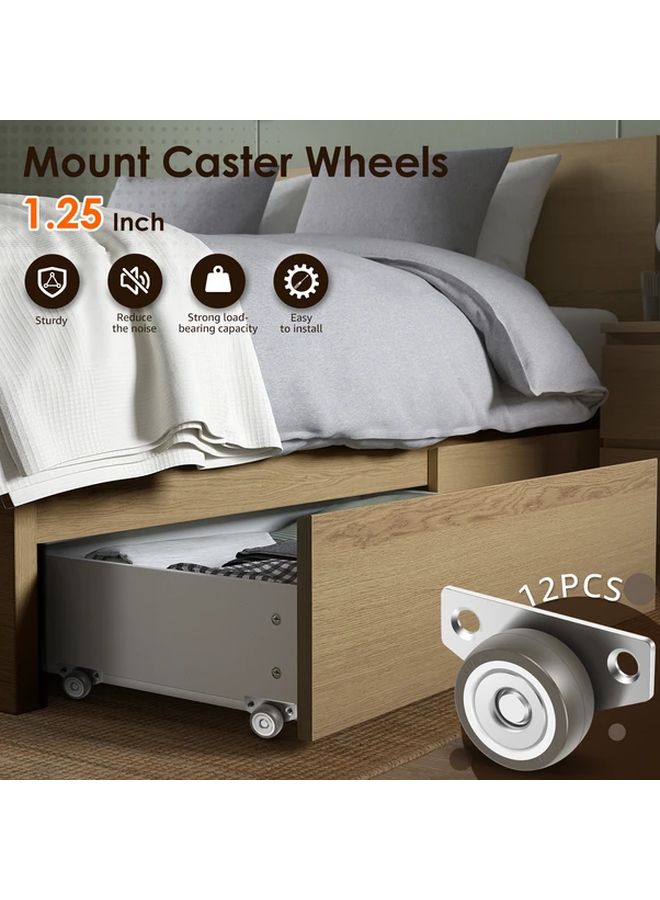 12 قطعة من عجلات الكاستر الصلبة من سبائك الألومنيوم البنية محامل كروية صامتة بحركة سلسة - Image 5