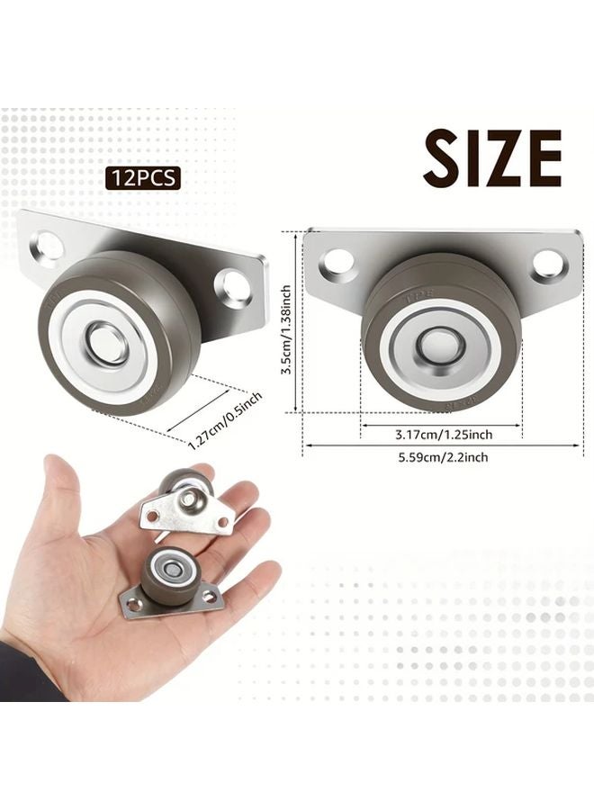 12 قطعة من عجلات الكاستر الصلبة من سبائك الألومنيوم البنية محامل كروية صامتة بحركة سلسة - Image 3