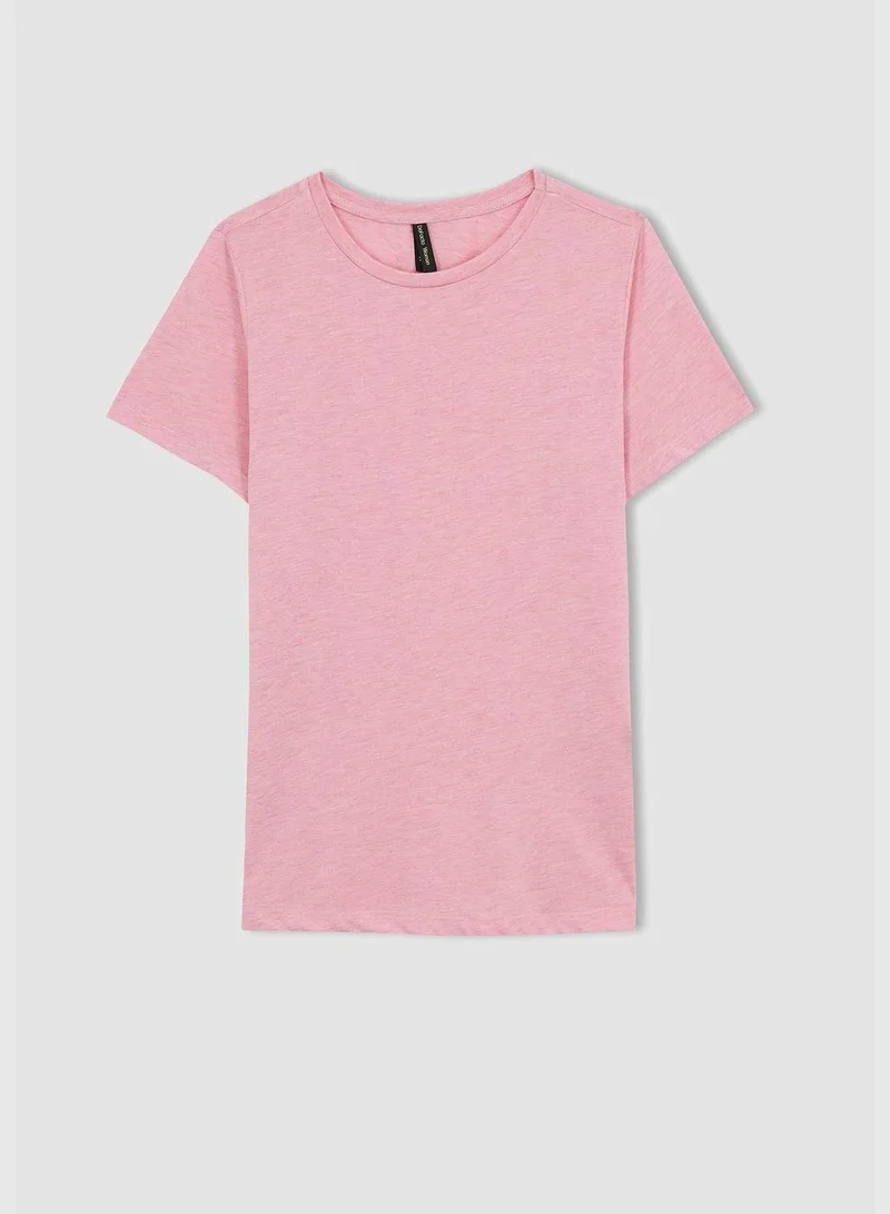 DeFacto Woman Crew Neck Knitted Short Sleeve T-Shirt