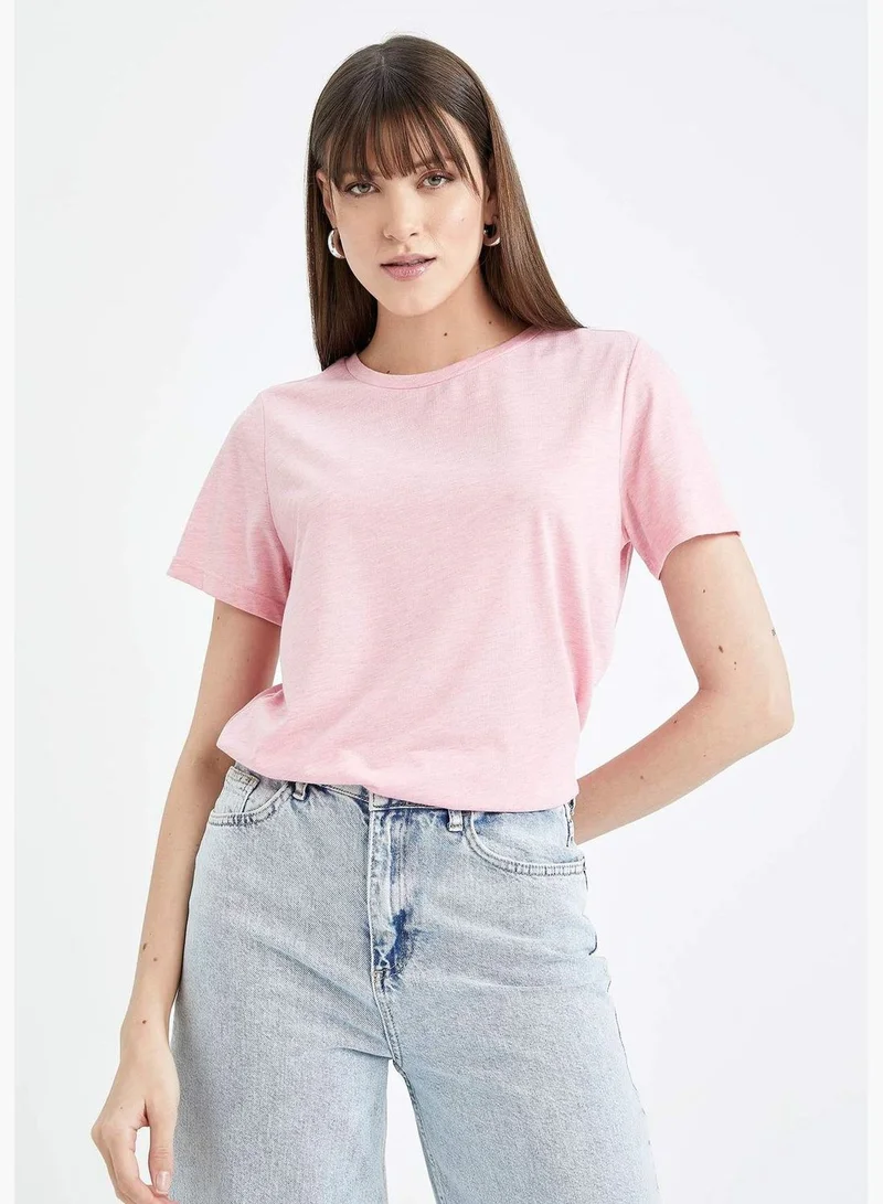 DeFacto Woman Crew Neck Knitted Short Sleeve T-Shirt