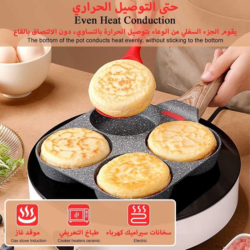 gluckluz Nonstick Egg Frying Pan of 4 Cups, Healthy Granite Heart Breakfast Pan Saucepan Pancake Pan for Gas and Induction Stove Tops Cookware Omelette Pan Cooker Kitchen Tool Indoor Outdoor Camping - Image 2