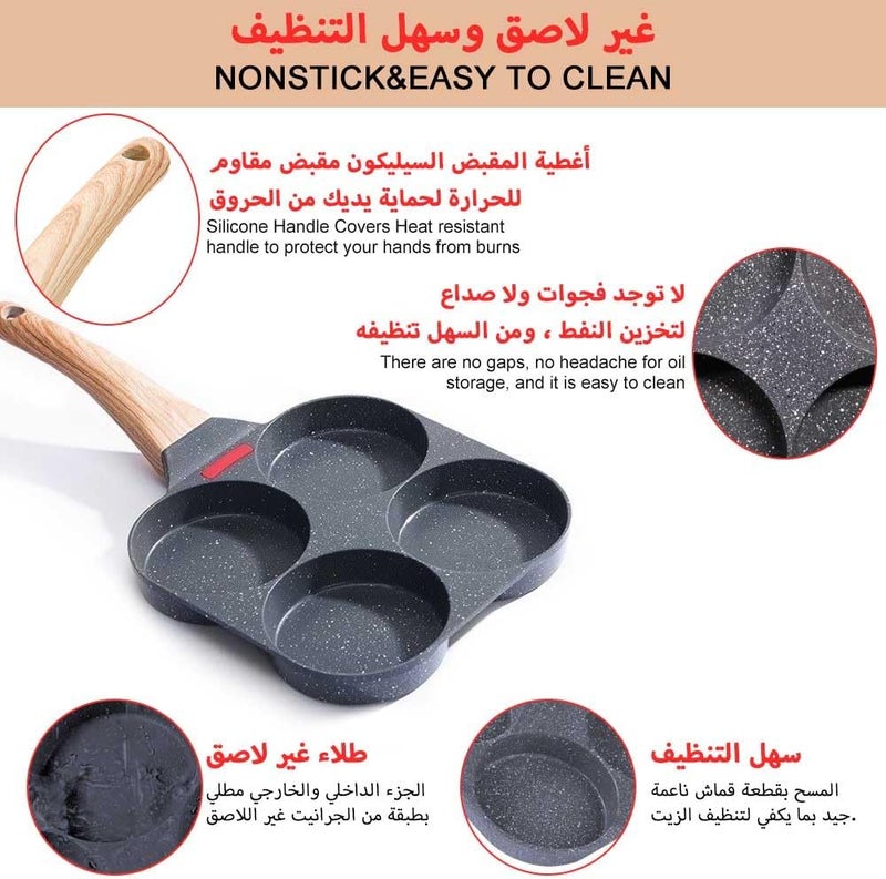 gluckluz Nonstick Egg Frying Pan of 4 Cups, Healthy Granite Heart Breakfast Pan Saucepan Pancake Pan for Gas and Induction Stove Tops Cookware Omelette Pan Cooker Kitchen Tool Indoor Outdoor Camping - Image 3
