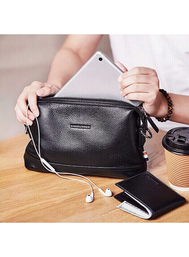 Bostanten Bosidandun Shoulder Crossbody Bag, Men's Business Small Square Bag, Top-grain Leather, Horizontal Style, Trendy Mini Backpack, Hanging Bag - Image 2