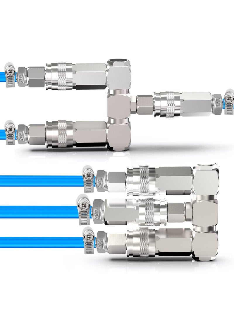 SYOSI - Air Hose Connectors 2 Way Air Hose Splitter Fittings 1/4 in NPT Air Compressor Fittings High Pressure Resistance Air Manifold Swivel 360 Degrees Connectors Air Compressor Accessories - Image 1