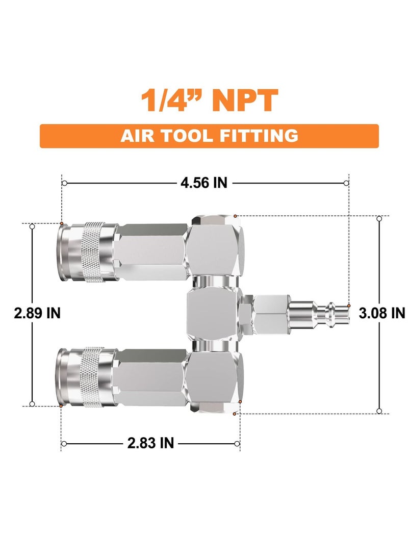 SYOSI - Air Hose Connectors 2 Way Air Hose Splitter Fittings 1/4 in NPT Air Compressor Fittings High Pressure Resistance Air Manifold Swivel 360 Degrees Connectors Air Compressor Accessories - Image 1