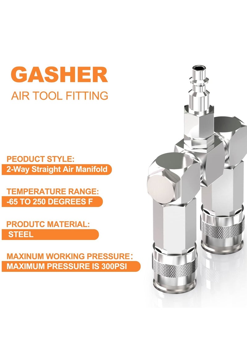 SYOSI - Air Hose Connectors 2 Way Air Hose Splitter Fittings 1/4 in NPT Air Compressor Fittings High Pressure Resistance Air Manifold Swivel 360 Degrees Connectors Air Compressor Accessories - Image 1
