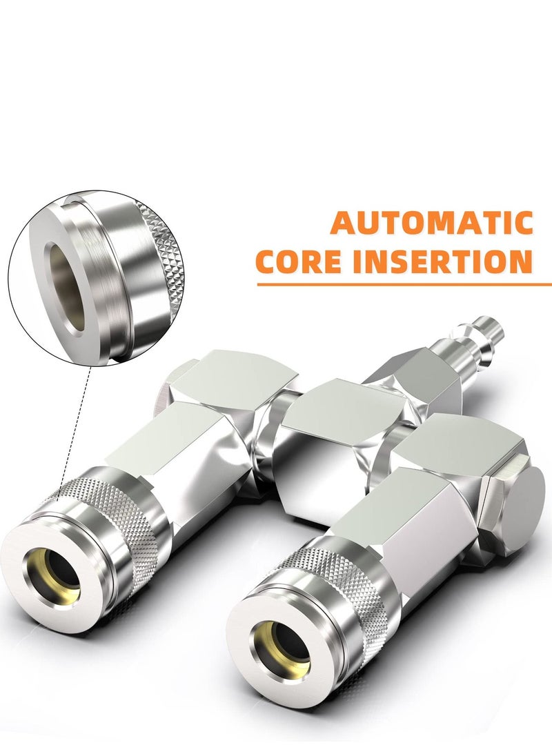 SYOSI - Air Hose Connectors 2 Way Air Hose Splitter Fittings 1/4 in NPT Air Compressor Fittings High Pressure Resistance Air Manifold Swivel 360 Degrees Connectors Air Compressor Accessories - Image 1