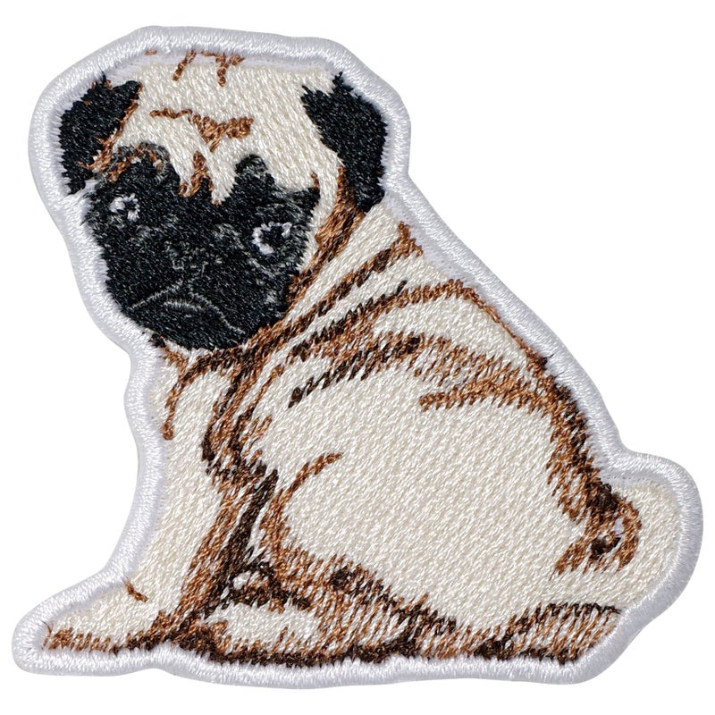 Octory Pug Iron On Patches for Clothing Saw OnIron On Embroidered Patch Applique for Jeans Hats Bags