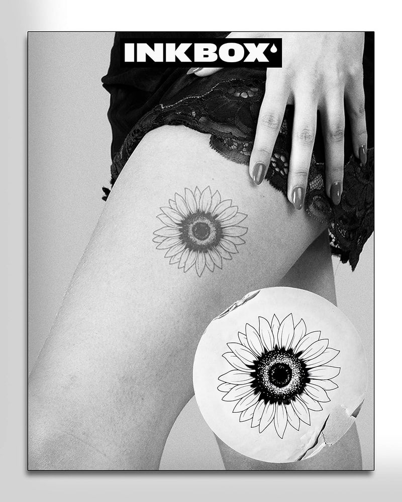 inkbox Inkbox Temporary Tattoos, Semi-Permanent Tattoo, One Premium Easy Long Lasting, Water-Resistant Temp Tattoo with For Now Ink - Lasts 1-2 Weeks, Flower Tattoo, 4 x 4 in, Sun Seeker 