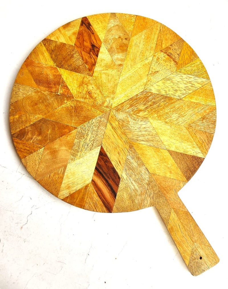 Miramayee Wood Chopping Board Large and Durable Cutting Board for Kitchen Round Cutting Board Wooden Serving Board Pizza Platter Wooden Chopping Board for Mom Wife Gift - Image 2