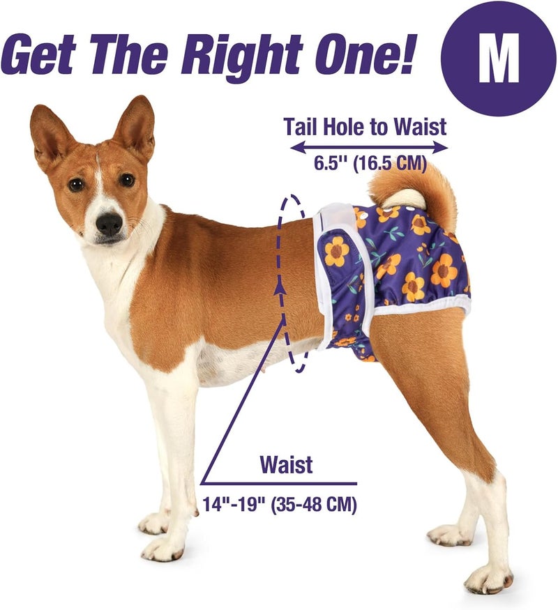 Pet Soft Reusable Dog Nappies Female - Medium Washable Period Dog Puppy Diapers, Incontinence Dog Nappy Pants 3Pack - Image 4