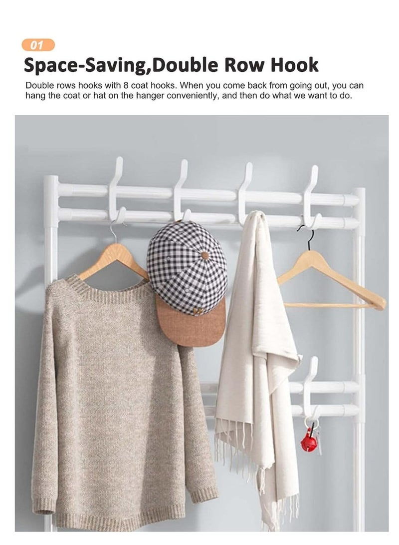 Mike Music 4-Tier Stainless Steel Coat And Shoes Rack For Home White 80x25.5x152.5cm - Image 3