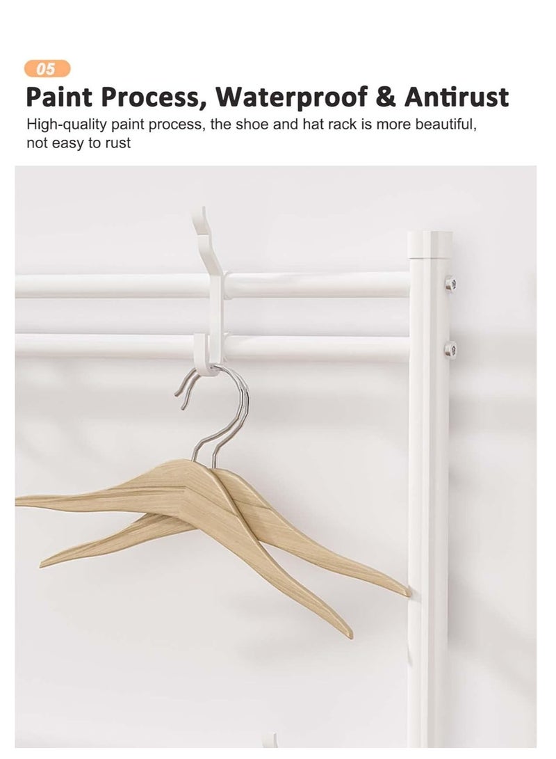 Mike Music 4-Tier Stainless Steel Coat And Shoes Rack For Home White 80x25.5x152.5cm - Image 5